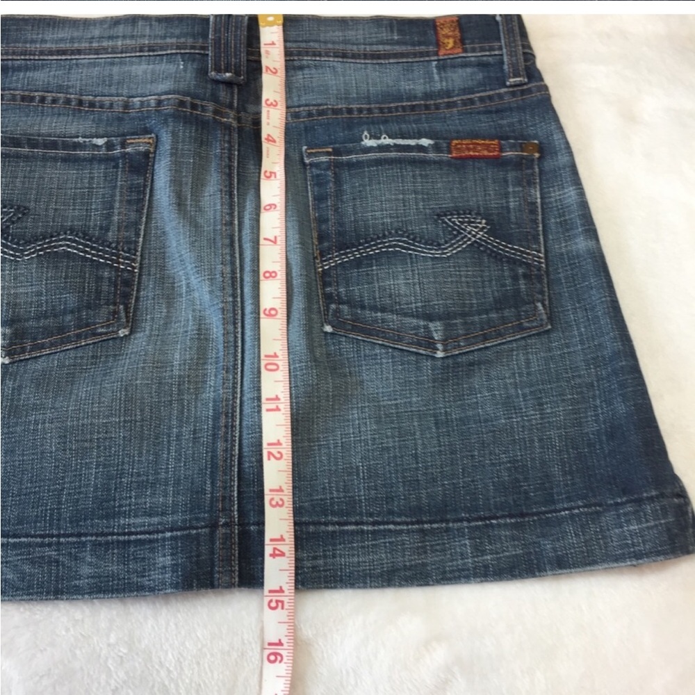 7 For All Mankind Blue Denim Mini Skirt - Picture 4 of 6